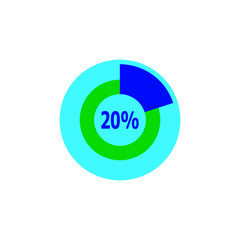 Chart 20 percent, pie graph. Vector illustration