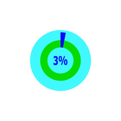 Chart 3 percent, pie graph. Vector illustration