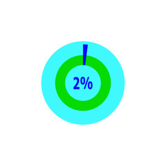 Chart 2 percent, pie graph. Vector illustration