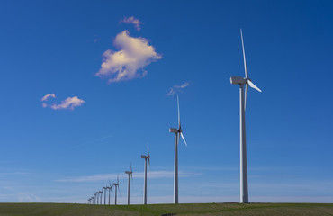 Wind turbines in eolic park, Aragon, Spain