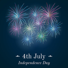 Background with festive fireworks in honor of Independence day.