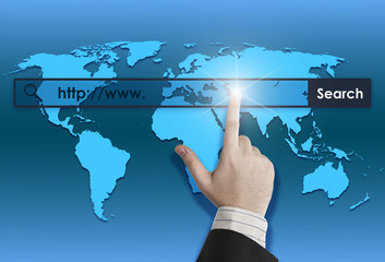 world map and world wide web searching