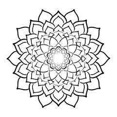 Mandala ornament. Round template. Decorative element  can be used for greeting card, wedding invitation, coloring book. Doodle emblem.