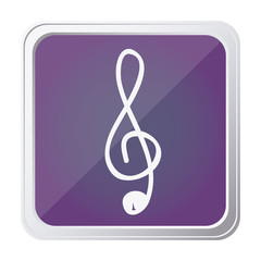 Fototapeta premium button of sign music treble clef with background purple and hand drawn vector illustration