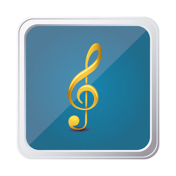 button of treble clef in yellow with background blue vector illustration