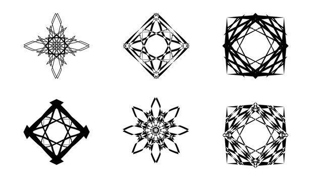 Set of 6 logo,signs,symbol,tattoo for design brand or logo company.