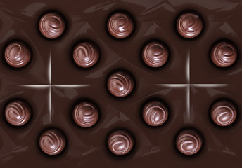 chocolate candies in a box close-up