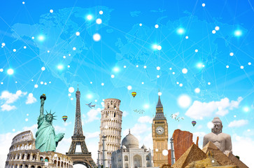 Famous landmarks of the world connected to each other