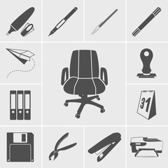 Obraz premium business and office icons vector set