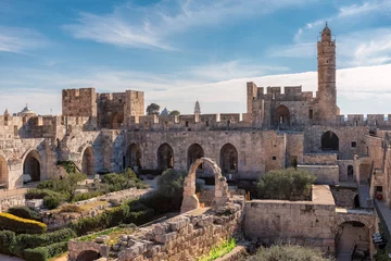 Keuken spatwand met foto The Tower of David in ancient Jerusalem Citadel, near the Jaffa Gate in Old City of Jerusalem, Israel. © lucky-photo