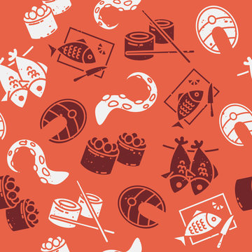 Pattern with sea dishes