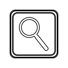 monochrome contour of button with magnifying glass vector illustration