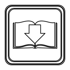 monochrome contour with button icon of book with arrow down vector illustration