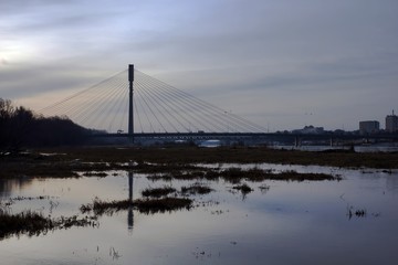 Bridge Swietokrzyski over the Vistula river in Warsaw, Poland