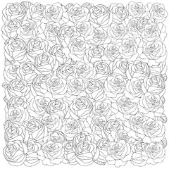 pattern for coloring book with roses.