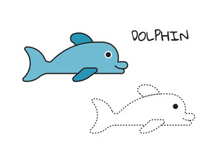 Vector coloring page of a Dolphin which depicts the pattern and linear silhouette to colour in children