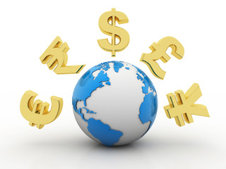 Global Currencies,3d rendering