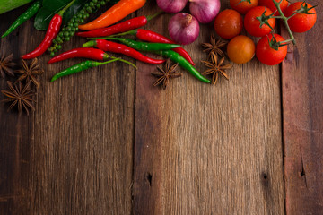 Vegetable on old wooden background