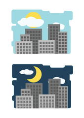 Day and night city. Urban landscape.