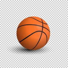 Vector realistic basketball ball isolated on transparent background.