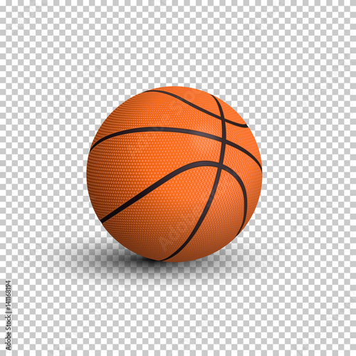 "Vector realistic basketball ball isolated on transparent background