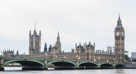 London skyline with Westminster bridge and the Big Ben - London - UK