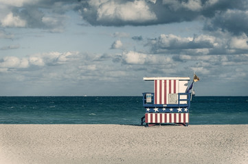 Colorful Lifeguard Tower in South Beach, Miami Beach, Florida
