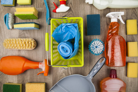Group of assorted cleaningSet of cleaning products 