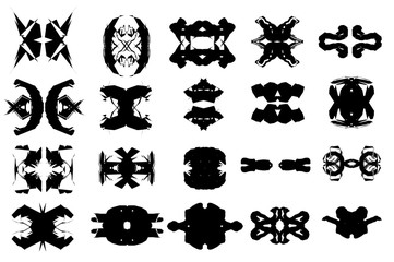 Complex black and white vector shapes set