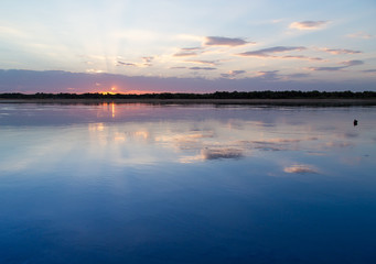 sunset on the lake as a backdrop