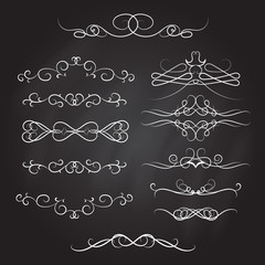 Vintage calligraphic vignettes and dividers, set of decorative design elements