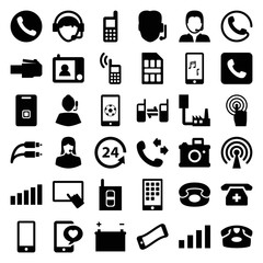 Set of 36 phone filled icons