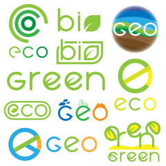 set of geo, eco, bio and green logos
