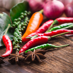 Vegetable on old wooden background