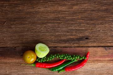 Vegetable on old wooden background