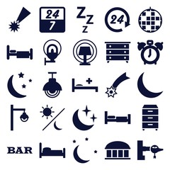 Set of 25 night filled icons