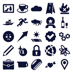 Set of 25 sign filled icons