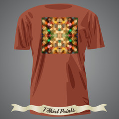 T-shirt design with colorful square shape with abstract fractal art