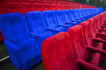 Fototapeta premium Row of blue chairs