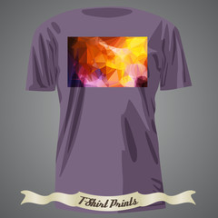 T-shirt design with colorful square shape with abstract art