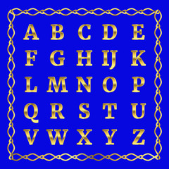 Vector golden alphabet. Golden letters.