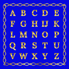 Vector golden alphabet. Golden letters.