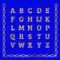 Vector golden alphabet. Golden letters.