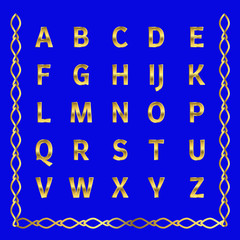 Vector golden alphabet. Golden letters.
