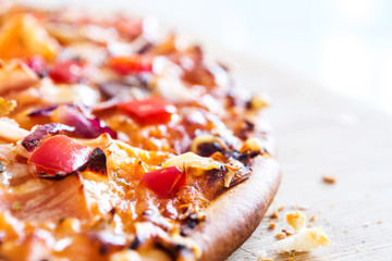 pizza with ham and mushrooms