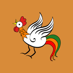 Colorful decorative rooster. Vector illustration isolated.