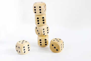 Wooden six sides dices, isolated