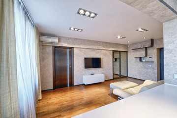 Russia, Moscow region - interior design living room in luxury new apartment
