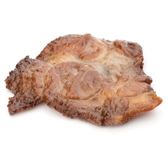 Cooked fried pork meat isolated on white background cutout