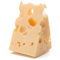 Cheese block isolated on white background cutout